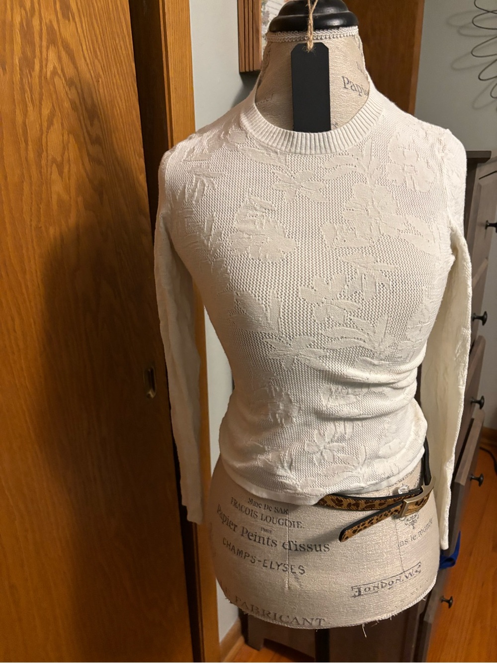 Z Supply Cream Floral Knit Long-Sleeve Top